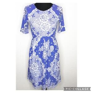 ASOS Maternity blue white floral crochet overlay dress size 4